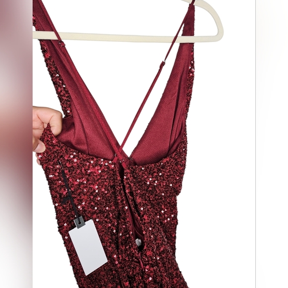 ASTR The Label Sequin Twist Front Minidress, Size L, Burgundy, NWT - Picture 8 of 11